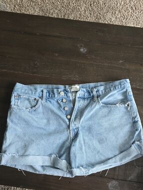 Agolde Light Wash High-Rise Roll-Hem Denim Shorts
